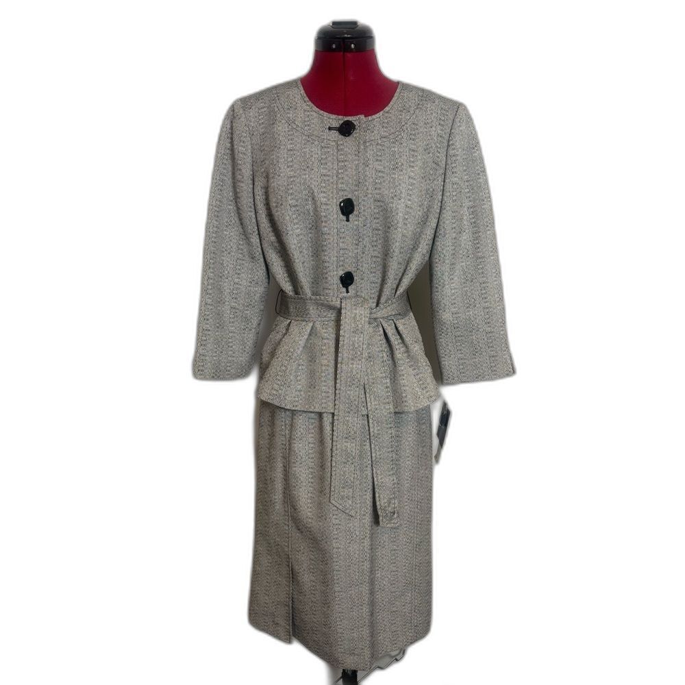 NWT Le Suit Skirt Suit Women's Size 8 Black & White 2-Piece Set Blazer & Skirt